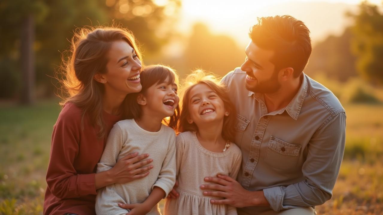 Happy family reconnecting and enjoying time together